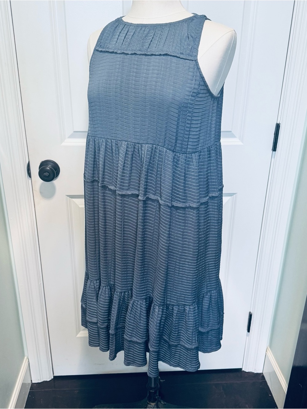 Current/Elliott Slate Blue Tiered Sleeveless Midi Dress